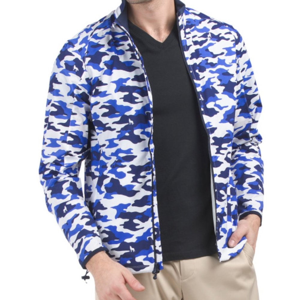 Greyson Camoscape Trailwolf Lightweight Windproof Golf Jacket Mens M Cobalt - Picture 2 of 7